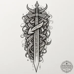 Tattoo design a set of runes glowing on a war... - эскиз тату (№1751682981_0, 05.07.2025 02:36) — tattoo-photo.ru