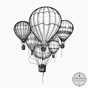 A hot air balloon festival, with dozens of co... - эскиз тату (№1751683067_0, 05.07.2025 02:37) — tattoo-photo.ru
