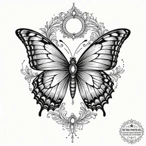 Tattoo design a butterfly with one wing as a... - эскиз тату (№1751683855_0, 05.07.2025 02:50) — tattoo-photo.ru