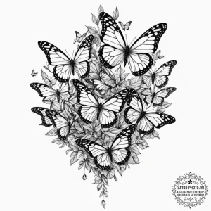 A swarm of monarch butterflies migrating., ta... - эскиз тату (№1751684111_0, 05.07.2025 02:55) — tattoo-photo.ru