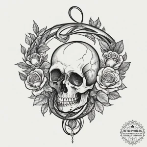 Klein bottle, ink illustration for tattoo, ro... - эскиз тату (№1751684536_0, 05.07.2025 03:02) — tattoo-photo.ru