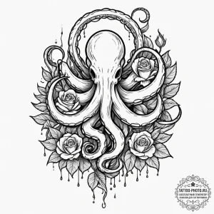 Tattoo sketch a strong, mythical sea creature... - эскиз тату (№1751686435_0, 05.07.2025 03:33) — tattoo-photo.ru