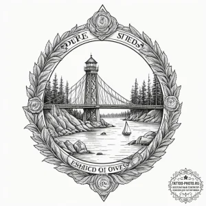 Tattoo design a sturdy bridge, symbolizing ov... - эскиз тату (№1751686690_0, 05.07.2025 03:38) — tattoo-photo.ru