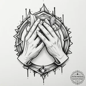 Tattoo sketch a pair of powerful, working han... - эскиз тату (№1751687541_0, 05.07.2025 03:52) — tattoo-photo.ru