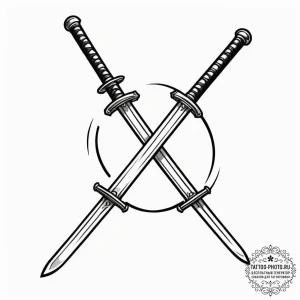 A linework tattoo of two crossed samurai swor... - эскиз тату (№1751687625_0, 05.07.2025 03:53) — tattoo-photo.ru