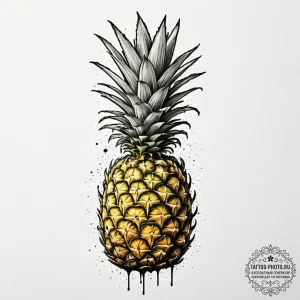 A close-up of the texture of a pineapple's sk... - эскиз тату (№1751687795_0, 05.07.2025 03:56) — tattoo-photo.ru