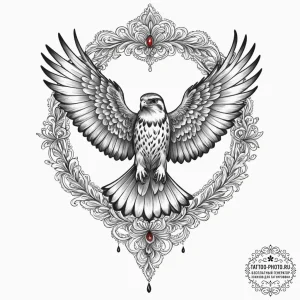 Falcon, tattoo line art, on a clean white pap... - эскиз тату (№1751688206_0, 05.07.2025 04:03) — tattoo-photo.ru