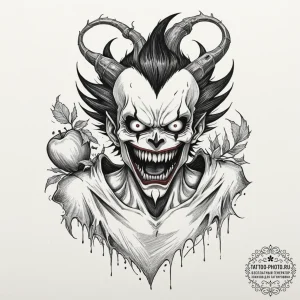 A sketch of ryuk the shinigami from death not... - эскиз тату (№1751688290_0, 05.07.2025 04:04) — tattoo-photo.ru