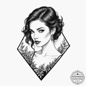 Ruby, tattoo sketch design, on a clean white... - эскиз тату (№1751689281_0, 05.07.2025 04:21) — tattoo-photo.ru