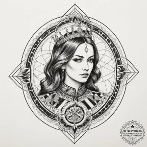 A neo-traditional tattoo of the queen's gambi... - эскиз тату (№1751689429_0, 05.07.2025 04:23) — tattoo-photo.ru