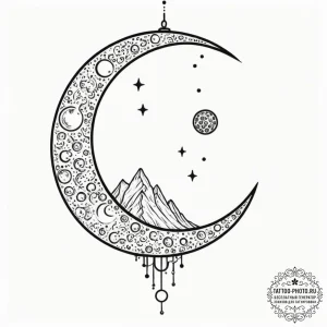 Tattoo design a moon that is also a disco bal... - эскиз тату (№1751690370_0, 05.07.2025 04:39) — tattoo-photo.ru