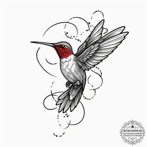 Tattoo design a subtle hummingbird, its wings... - эскиз тату (№1751690968_0, 05.07.2025 04:49) — tattoo-photo.ru