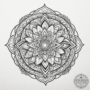 Tattoo design a complex mandala with a powerf... - эскиз тату (№1751691223_0, 05.07.2025 04:53) — tattoo-photo.ru