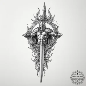 Tattoo sketch a spartan spear crossed with a... - эскиз тату (№1751691492_0, 05.07.2025 04:58) — tattoo-photo.ru
