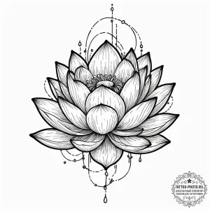 Tattoo design a lotus flower in full bloom, i... - эскиз тату (№1751692304_0, 05.07.2025 05:11) — tattoo-photo.ru