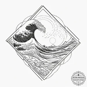 Tattoo sketch a simple, elegant wave, symboli... - эскиз тату (№1751692387_0, 05.07.2025 05:13) — tattoo-photo.ru