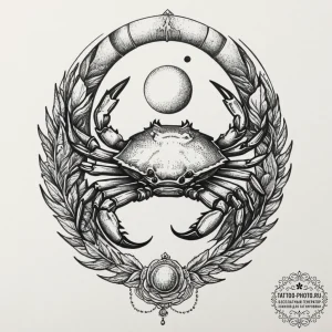 Tattoo design a cancer crab, with the moon's... - эскиз тату (№1751692730_0, 05.07.2025 05:18) — tattoo-photo.ru