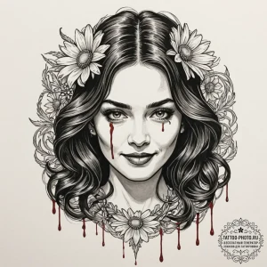 A sketch of daisy domergue from the hateful e... - эскиз тату (№1751693247_0, 05.07.2025 05:27) — tattoo-photo.ru