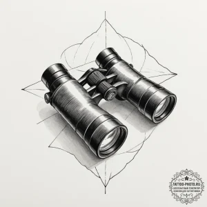 Tattoo sketch a pair of binoculars focused on... - эскиз тату (№1751694733_0, 05.07.2025 05:52) — tattoo-photo.ru