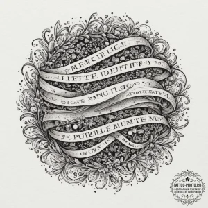 Tattoo sketch a flowing ribbon with important... - эскиз тату (№1751694906_0, 05.07.2025 05:55) — tattoo-photo.ru