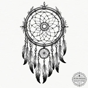 Tattoo design a dreamcatcher with shadowy fea... - эскиз тату (№1751695932_0, 05.07.2025 06:12) — tattoo-photo.ru
