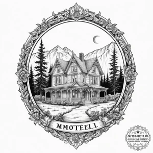 A minimalist sketch of the bates motel sign,,... - эскиз тату (№1751696718_0, 05.07.2025 06:25) — tattoo-photo.ru