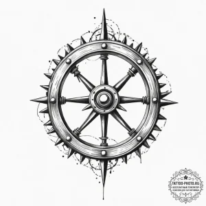 Tattoo design a ship's wheel, where each hand... - эскиз тату (№1751697316_0, 05.07.2025 06:35) — tattoo-photo.ru