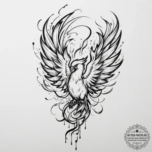 Tattoo sketch a phoenix, not in flames, but i... - эскиз тату (№1751698128_0, 05.07.2025 06:48) — tattoo-photo.ru