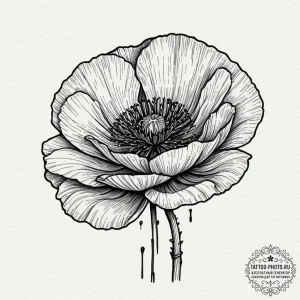 Tattoo sketch a vibrant poppy, with bold wate... - эскиз тату (№1751698948_0, 05.07.2025 07:02) — tattoo-photo.ru