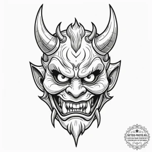 Oni mask, tattoo flash sheet design, black an... - эскиз тату (№1751699122_0, 05.07.2025 07:05) — tattoo-photo.ru