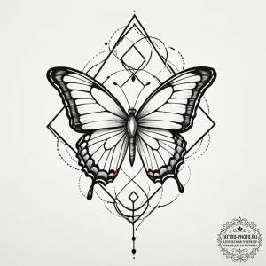Tattoo design a minimalist geometric butterfl... - эскиз тату (№1751700414_0, 05.07.2025 07:26) — tattoo-photo.ru