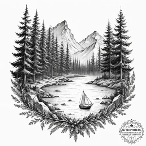 Tv with a forest growing out of the screen, a... - эскиз тату (№1751700824_0, 05.07.2025 07:33) — tattoo-photo.ru