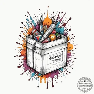 Linework tattoo of the gom jabbar and the box... - эскиз тату (№1751700906_0, 05.07.2025 07:35) — tattoo-photo.ru