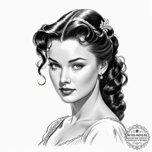 A graphic novel portrait of scarlett o'hara f... - эскиз тату (№1751702184_0, 05.07.2025 07:56) — tattoo-photo.ru