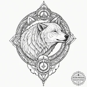 Tattoo sketch: a geometric mandala incorporat... - эскиз тату (№1751702273_0, 05.07.2025 07:57) — tattoo-photo.ru
