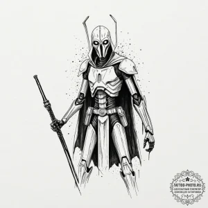 Trash polka sketch of general grievous with h... - эскиз тату (№1751703135_0, 05.07.2025 08:12) — tattoo-photo.ru