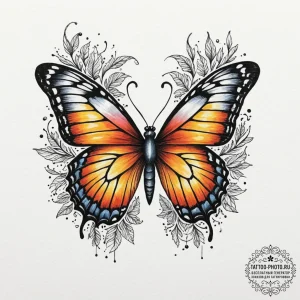 Tattoo design a butterfly with its wings show... - эскиз тату (№1751706380_0, 05.07.2025 09:06) — tattoo-photo.ru