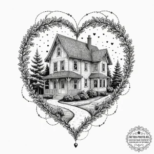 Tattoo design a house outline with a specific... - эскиз тату (№1751707327_0, 05.07.2025 09:22) — tattoo-photo.ru