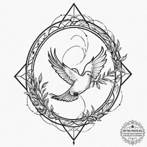 Tattoo sketch a lone dove carrying an olive b... - эскиз тату (№1751707649_0, 05.07.2025 09:27) — tattoo-photo.ru