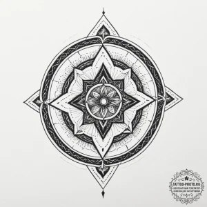 87. tattoo design: a "treba" rune with a subt... - эскиз тату (№1751708154_0, 05.07.2025 09:35) — tattoo-photo.ru