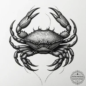 Tattoo design a cancer crab in blackwork, wit... - эскиз тату (№1751708324_0, 05.07.2025 09:38) — tattoo-photo.ru
