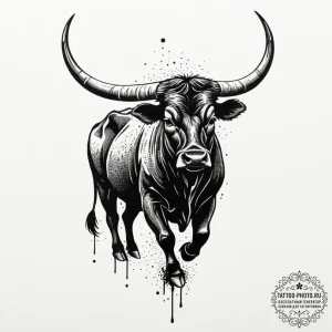 Tattoo design a taurus bull's silhouette in s... - эскиз тату (№1751708666_0, 05.07.2025 09:44) — tattoo-photo.ru