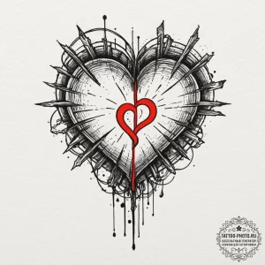 Tattoo sketch a 'sacred heart' symbol with a... - эскиз тату (№1751709347_0, 05.07.2025 09:55) — tattoo-photo.ru