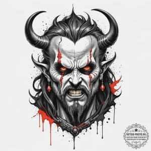 A trash polka tattoo of the lord of terror, d... - эскиз тату (№1751710237_0, 05.07.2025 10:10) — tattoo-photo.ru