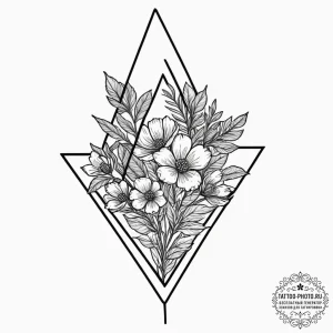 Tattoo sketch a simple triangle with a floral... - эскиз тату (№1751711261_0, 05.07.2025 10:27) — tattoo-photo.ru