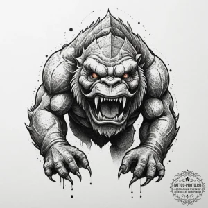 A sketch of a rancor, monstrous and powerful.... - эскиз тату (№1751711853_0, 05.07.2025 10:37) — tattoo-photo.ru