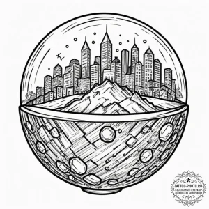 Tattoo sketch a crystal ball with a tiny, per... - эскиз тату (№1751712966_0, 05.07.2025 10:56) — tattoo-photo.ru