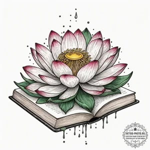Tattoo sketch a lotus flower growing out of a... - эскиз тату (№1751713742_0, 05.07.2025 11:09) — tattoo-photo.ru