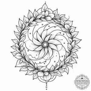 Tattoo sketch a flower with a spiral galaxy a... - эскиз тату (№1751713997_0, 05.07.2025 11:13) — tattoo-photo.ru
