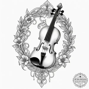 Violin, tattoo line art, soft whip shading, p... - эскиз тату (№1751714336_0, 05.07.2025 11:18) — tattoo-photo.ru